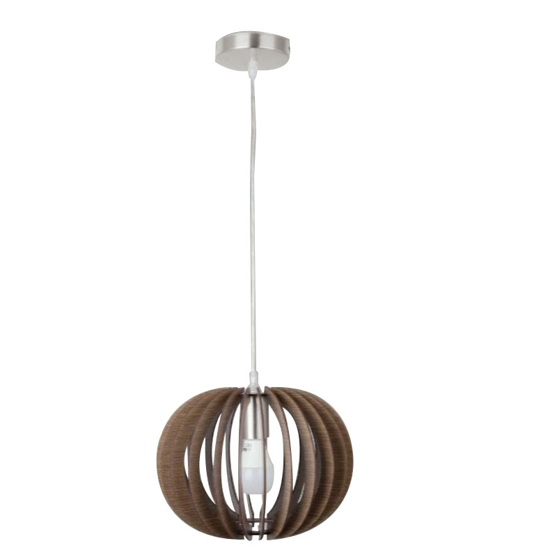 Dark brown wood pendant lamp